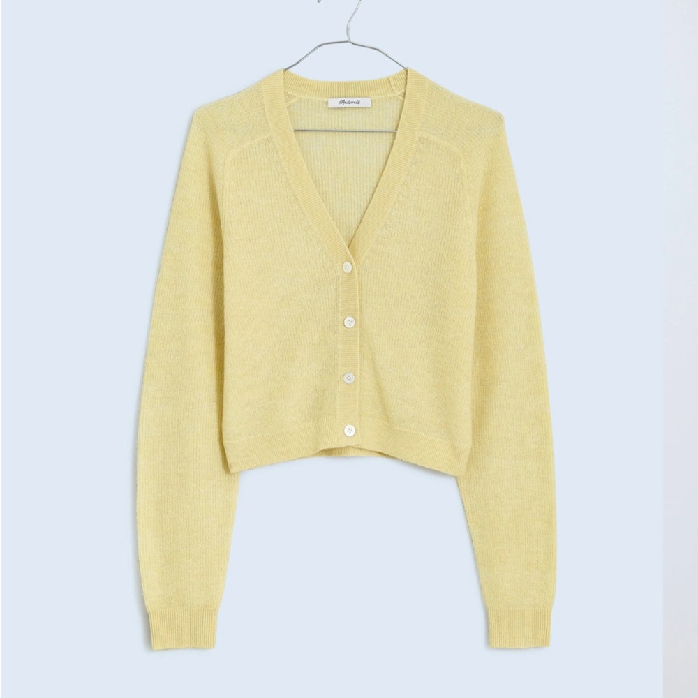 Madewell Yellow alpaca blend v neck cardigan sweater